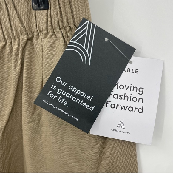 NWT Able | Mary easy pants beige hummus Crop Elastic Waist Size M 100% cotton - Picture 5 of 13